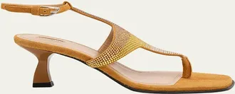Nodaleto Dona Nova Embellished Suede Kitten-Heel Sandals