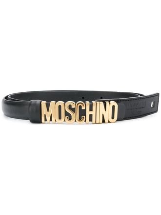 Moschino logo belt - women - Calf Leather - 40 - Black