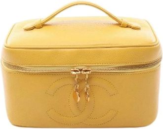 Chanel Pre-owned Bags, female, Yellow, Size: ONE SIZE Pre-owned Coco Mark Grained Calf Leather Handbag
