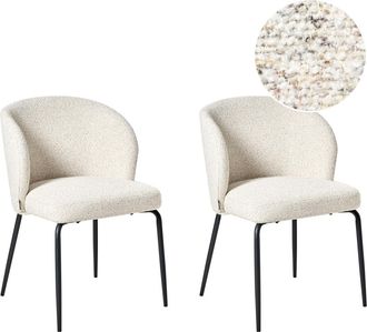 Beliani Conjunto de 2 sillas de comedor Boucl&eacute; Beige claro