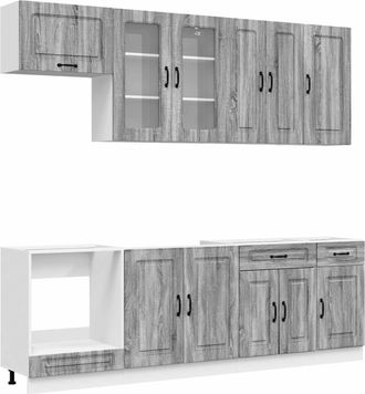 vidaXL Unidad De Cocina Kalmar 8 Uds. Sonoma Gris Madera De Ingenier&iacute;a Vidaxl
