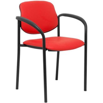 Piqueras y Crespo Silla Fija Styl Similpiel Rojo Chasis Negro Con Brazos