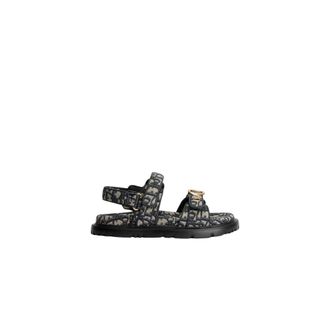 Dior Schoenen, Dames, Blauw, 40 EU, Leer, Oblique Jacquard Stof Sandalen