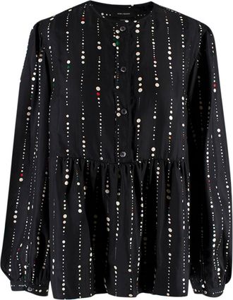 Isabel Marant Gemma Polka Dot Black Silk Blouse Size XS