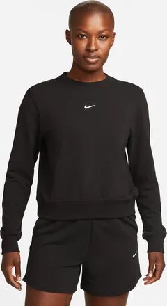 Nike Womens Dri-FIT One Crew-Neck French Terry Sweatshirt in Black | FB5125-010