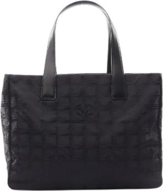 Chanel Pre-owned New Travel Line Nylon Canvas Leather Tote Bag - Dames - Vintage Shopper - Zwart - ONE Size - Nylon - Vintage