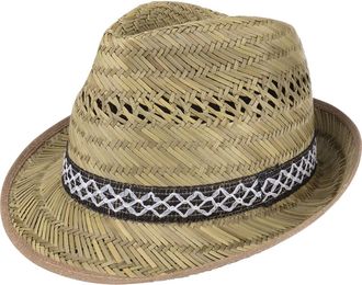 Fiebig Straw Harvester Hat (Sun Protection) for Men and Women | Trilby-Style Sun hat | Straw hat for Summer on The Beach or on Holiday | Various Sizes | Natu