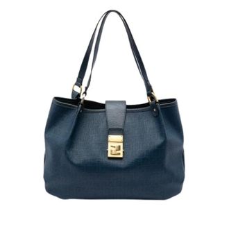 Fendi Pre-owned Tote Bags, female, Blue, Size: ONE SIZE Pre-owned Canvas Tote Bag