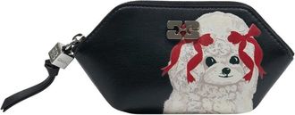 Ganni Bou Coin Purse Puddle Wallet - Dames - Portefeuilles - Zwart - ONE Size - Leer - Accessoires