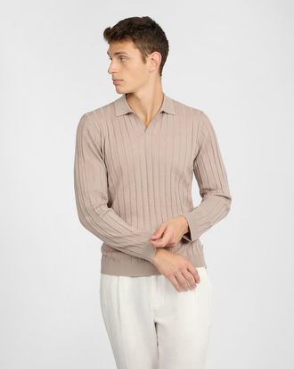Onia Extra Fine Merino Wool Johnny Collar Polo in Oxford Tan at Nordstrom, Size Xx-Large
