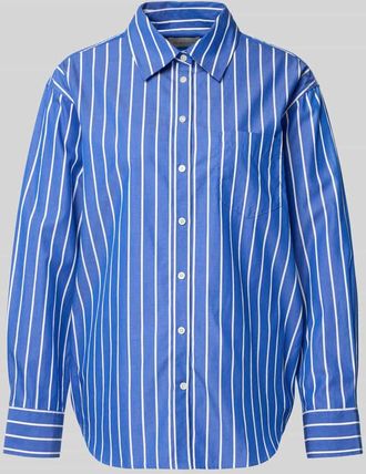 GANT Relaxed Fit Bluse mit Brusttasche in Royal, Gr&ouml;&szlig;e 34