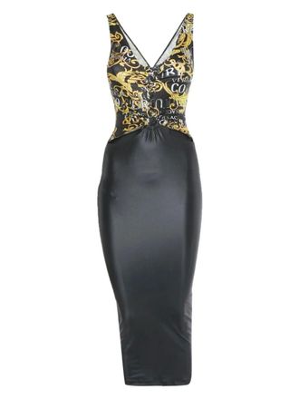 Versace Midi-jurk met print - Zwart