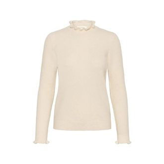 Inwear Elegant Whisper White Melange Pullover - Dames - Ronde hals truien - Wit - XL - Wol - Truien & Vesten