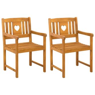 vidaXL Vidaxl Sedie Da Giardino 2 Pz Naturale Legno Di Acacia Massello