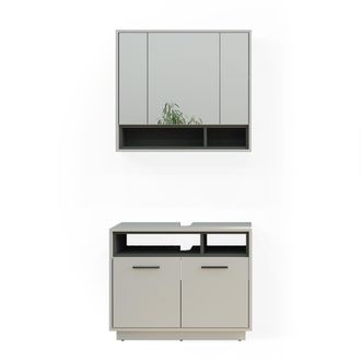 Vicco Conjunto De Muebles De Ba&ntilde;o Beatrice, Gris, 2 Piezas