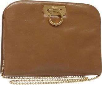 Ferragamo Vintage Gancini Chain Shoulder Bag Leather Leather Bag (Pre-Owned)