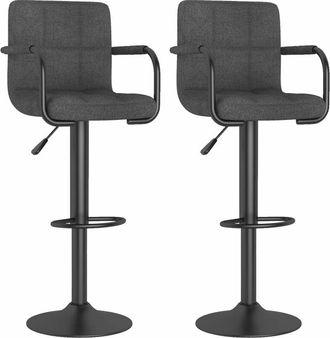 vidaXL Vidaxl - Taburetes De Cocina 2 Unidades Tela Gris Oscuro