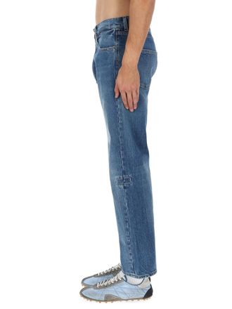 Maison Margiela Shelter Detail Cotton Jeans - Blue