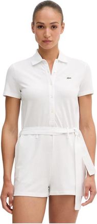 Lacoste Stretch Piqu&eacute; Polokraag Playsuit - Dames - Playsuits - Wit - 2XL - Katoen - Jumpsuits & Playsuits