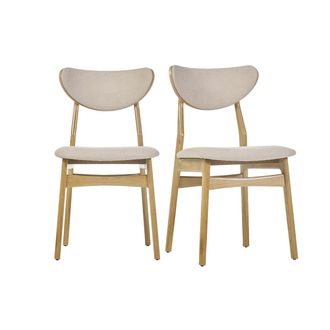 Miliboo Miliboo - Set De 2 Sillas N&oacute;rdicas De Tejido Borreguillo Beige Y Madera Clara De Haya Maciza Maya