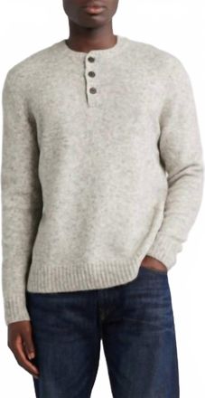 Schott NYC Tri-Blend Henley Sweater In Cloud Grey