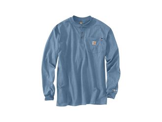 Carhartt Work in Progress Big Tall Flame-Resistant Force(r) Cotton Long Sleeve T-Shirt Mens Clothing Medium Blue : XL (Tall), Jersey/Cotton