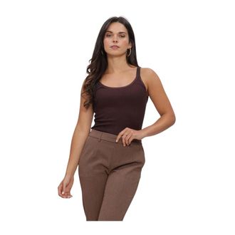 Rosemunde Belle Zijden U-hals Top met Bandjes - Dames - Tops - Bruin - Maat: S Zijde