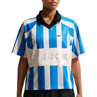 Nike (WMNS) Nike NSW Street Oversized SS Stripe Jersey Chalk Lt Photo Blue IO0913-435