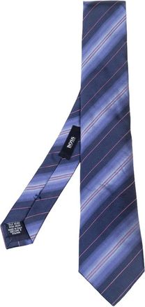 HUGO BOSS Boss By Hugo Boss Navy Blue Striped Silk Narrow Tie