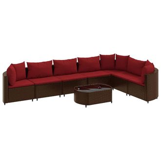 vidaXL Vidaxl - Set Divani Da Giardino 8 Pz Con Cuscini Marrone In Polyrattan