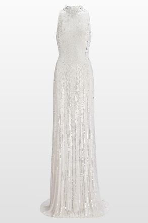 Jenny Packham Benue Sequin-Embellished Maxi Dress in Vanilla at Nordstrom, Size 12 Uk