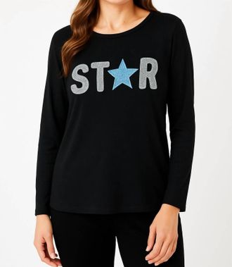 French Kyss Star Crewneck Top In Black/wind