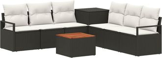 vidaXL Juego De Sof&aacute; 8 Uds. Negro Y Blanco Crema Vidaxl