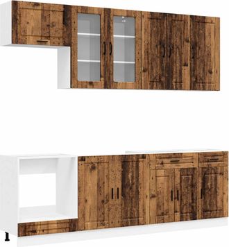 vidaXL Unidad De Cocina Porto 8 Uds. Madera Envejecida Vidaxl