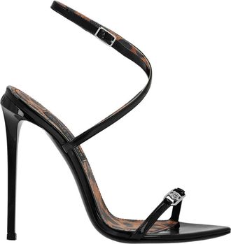 Philipp Plein Schoenen, Dames, Zwart, 41 EU, Leer, Leren Sandalen met Hoge Hakken