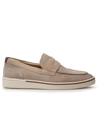 Floris Van Bommel Van Bommel loafer beige suede verfijnde instapper met lichte zool