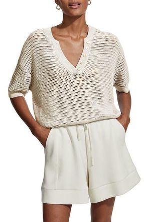 Varley Callie Sheer Knit Cotton Top in Egret at Nordstrom, Size X-Large