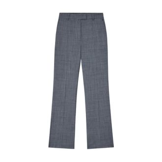 Ganni Broeken, Dames, Grijs, L, Katoen, Wool Melange Suiting Straight Pant