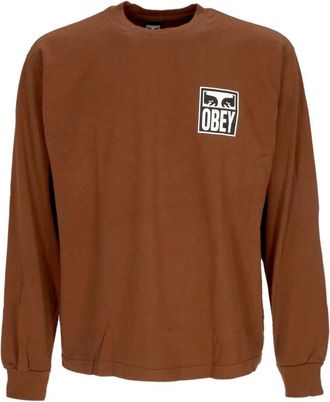 Obey Iconische Sepia Eyes Longsleeve T-shirt - Heren - Longsleeves - Bruin - L - Katoen - Tops