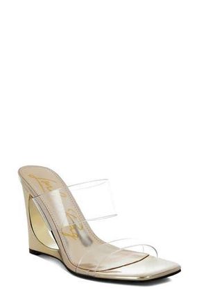 London Rag Zelene Clear Strap Wedge Sandal in Gold at Nordstrom Rack, Size 9.5