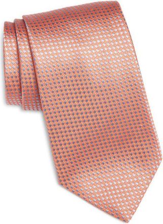 Canali Neat Silk Tie in Orange at Nordstrom