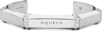 Alexander McQueen Mens Dapper Logo Engraved Cuff Braclet in Crystal Strass at Nordstrom, Size Medium