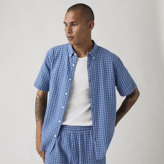 Levi's Short Sleeve Authentic Button Down Shirt - Mens - XL - Blue