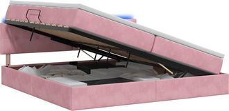 vidaXL Cama De Almacenamiento Led Con Colch&oacute;n Rosa 200 X 200 Cm Vidaxl