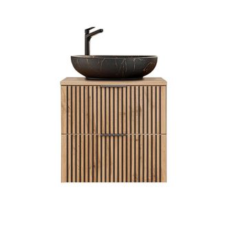 Petits Meubles Mueble lavabo estratificado marr&oacute;n negro