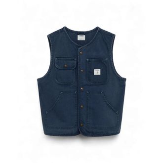 Roy Rogers Gilet in Canvas - male - Roy Rogers - Waistcoats - Blue - XL - Jackets