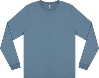 Generic Long Sleeve T Shirt for Mens - Crew Neck Mens T-Shirts, Organic Cotton Soft & Comfortable Shirts (UK, Alpha, One Size, XL, Regular, Regular, Blue Dusk