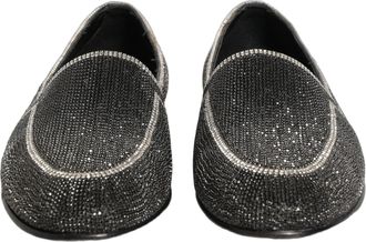Dolce & Gabbana Black Crystal Embellished Men Loafers Shoes Leather