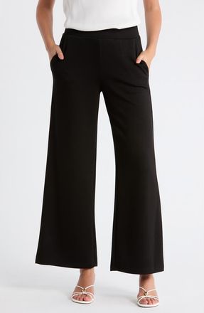 T Tahari Scuba Knit Crop Wide Leg Pants in Black at Nordstrom Rack, Size X-Small