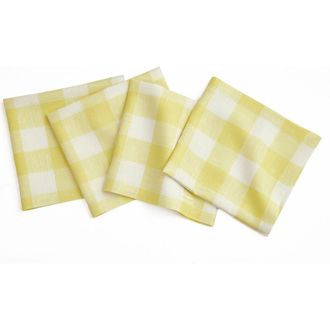 Solino Home Linen Dinner Napkins - Buffalo Check, 20 x 20 in Yellow And White at Nordstrom, Size Large